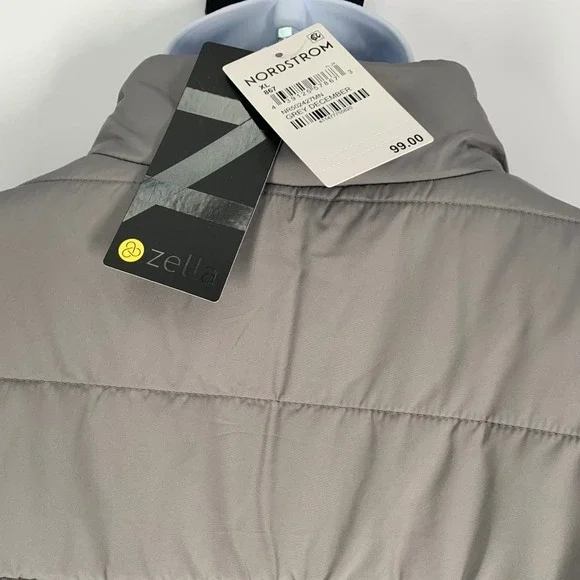 Nordstrom Mens Hybrid Puffer Jacket Gray Taupe Quilted Knit Full Zip XL New - Picture 3 of 4